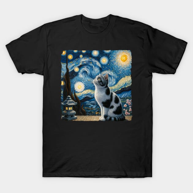 Japanese Bobtail Starry Night Inspired - Artistic Cat T-Shirt by starry_night